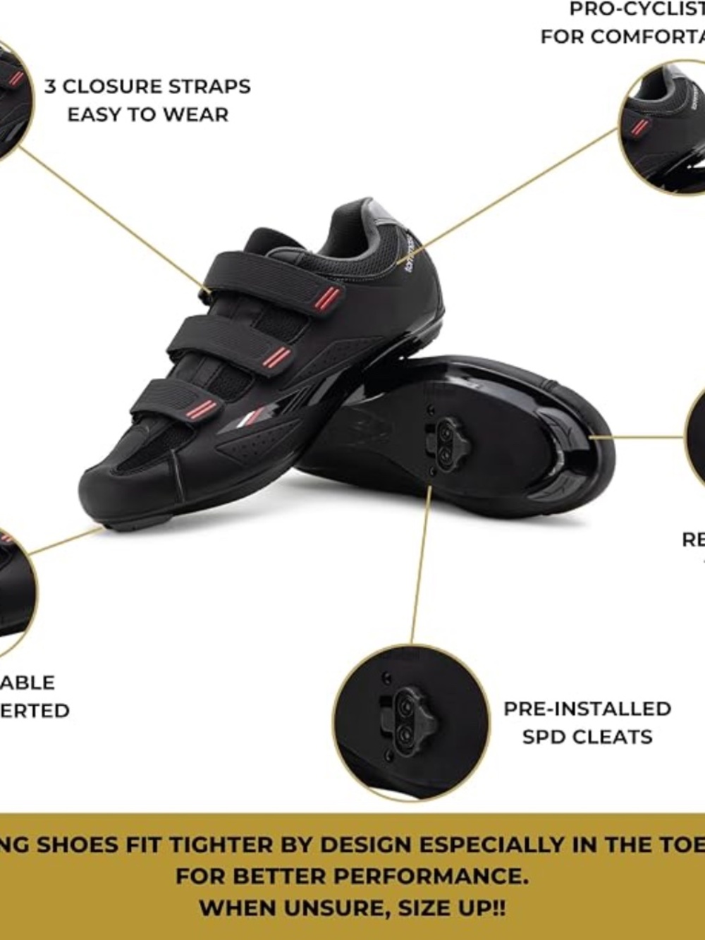 Tommaso Strada Men's SPD Cycling Shoes Size 14 NWT Black Road Bike - Picture 2 of 6